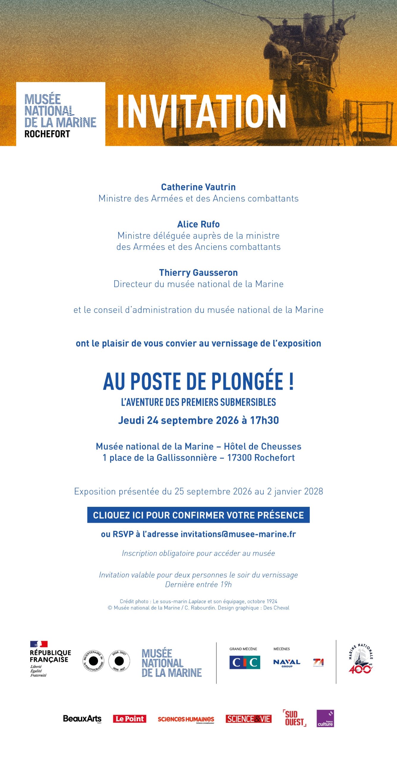 Lire la suite à propos de l’article Musée national de la Marine : 24 septembre 2026
